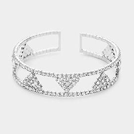 Triangle Rhinestone Pave Accented Cuff Bracelet