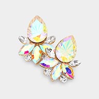 Teardrop Stone Accented Marquise Stone Embellished Evening Earrings