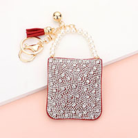 Bling Pearl Handle Bag Tassel Keychain