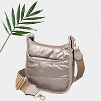 Solid Quilted Shiny Puffer Mini Crossbody Bag