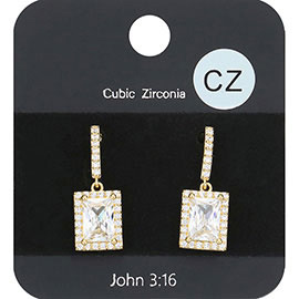 CZ Rectangle Dangle Evening Earrings