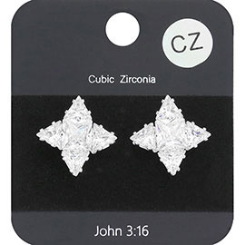 CZ Petal Stud Evening Earrings