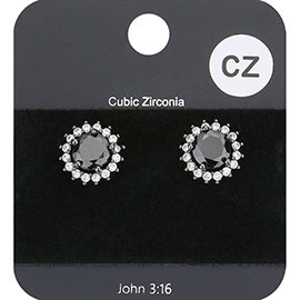 CZ Round Stone Evening Stud Earrings