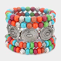 5PCS - Tribal Natural Stone Stretch Bracelets