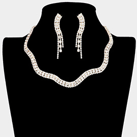 Wavy Rhinestone Collar Necklace