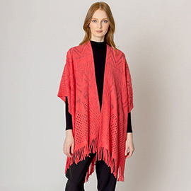 Cut Out Detailed Ruana Poncho