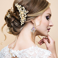 Pearl Stone Embellished Flower Leaf Cluster Hair Comb