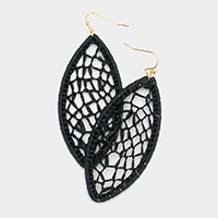 Woven Raffia Marquise Dangle Earrings