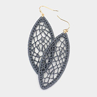 Woven Raffia Marquise Dangle Earrings