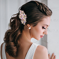 Stone Embellished Leaf Hair Comb