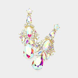 Mutli Stone Embellished Dangle Evening Earrings