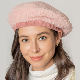 Solid Sherpa Beret Hat