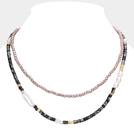 Pearl Beaded Double Layered Necklace