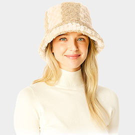 Two Tone Faux Fur Bucket Hat