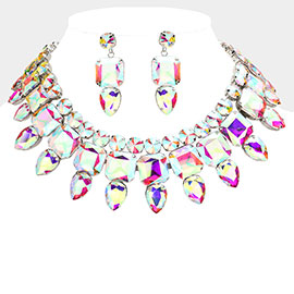 Multi Stone Cluster Evening Necklace