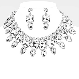 Multi Stone Cluster Evening Necklace