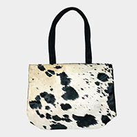 Cow Patterned Genuine Fur Calf Tote Bag