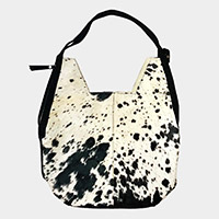 Cow Patterned Genuine Fur Calf Tote Bag