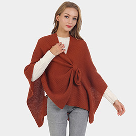 Solid Knit Pull Through Cape Poncho