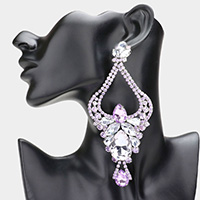 Oversized Teardrop Marquise Stone Embellished Rhinestone Pave Evening Earrings