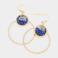 Open Metal Circle Beads Embellished Dangle Earrings