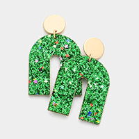 Glittered Arch Dangle Earrings