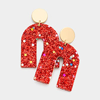 Glittered Arch Dangle Earrings