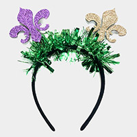 Mardi Gras Glittered Fleur de Lis Headband