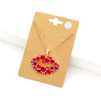 CZ Lips Pendant Necklace