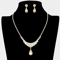 Teardrop Stone Accented Rhinestone Necklace