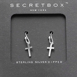 Secret Box _ Sterling Silver Dipped Metal Cross Dangle Earrings