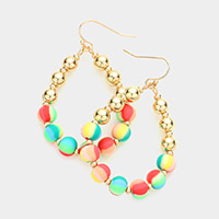 Colored Ball Pointed Open Teardrop Dangle Earrings