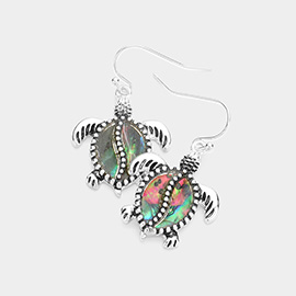 Abalone Turtle Dangle Earrings