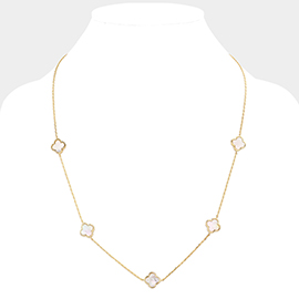 Gold Dipped Brass Metal Quatrefoil Station Necklace