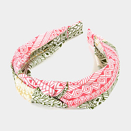 Aztec Patterned Burnout Knot Headband