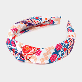 Aztec Patterned Burnout Knot Headband