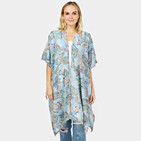 Paisley Patterned Cover Up Kimono Poncho