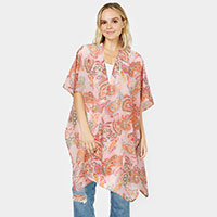 Paisley Patterned Cover Up Kimono Poncho