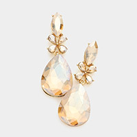 Teardrop Stone Accented Dangle Evening Earrings