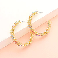 Flower Cluster Hoop Earrings