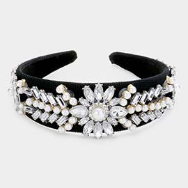 Flower Stone Pearl Embellished Headband