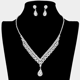 Teardrop Stone Accented Rhinestone Necklace