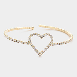 Rhinestone Open Heart Cuff Bracelet