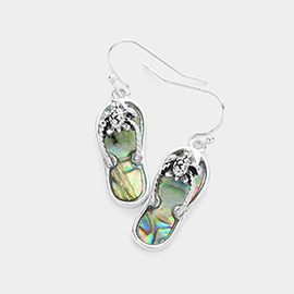 Turtle Pointed Abalone Flip Flop Dangle Earrings