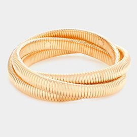 Triple Layered Metal Bangle Bracelet