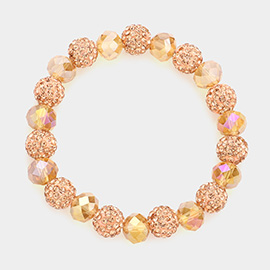 Shamballa Ball Faceted Bead Stretch Bracelet