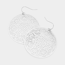 Filigree Brass Metal Round Dangle Earrings