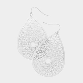 Filigree Brass Metal Teardrop Dangle Earrings