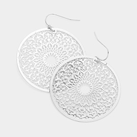 Filigree Brass Metal Round Dangle Earrings