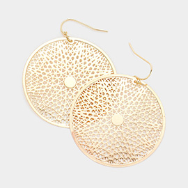 Filigree Brass Metal Round Dangle Earrings